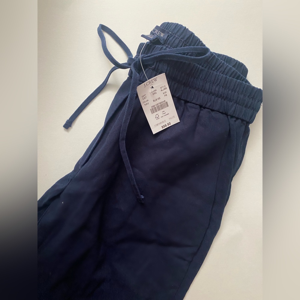 J. Crew Navy Linen Pants - 6 Petite (NWT)